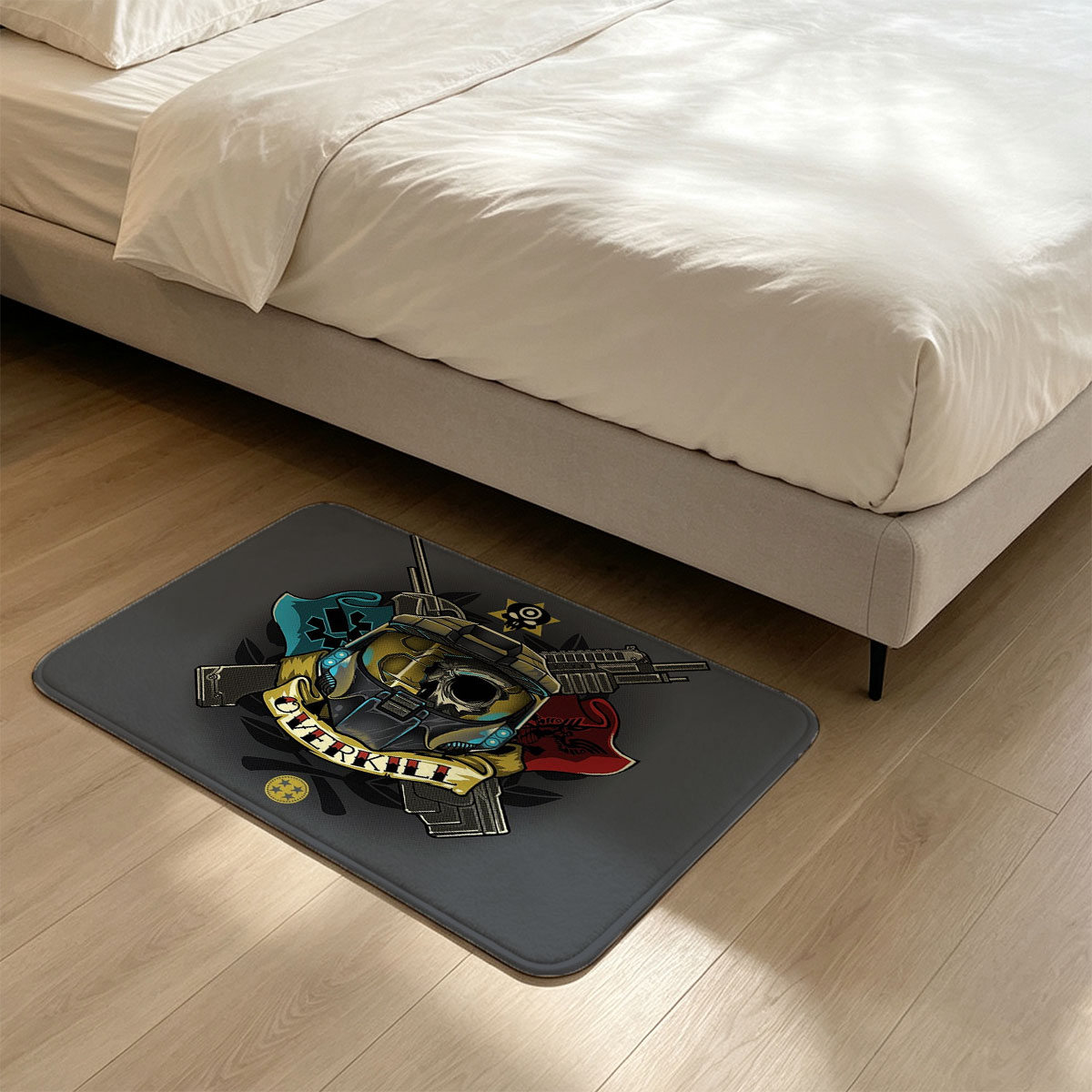 Overkill: Tactical Skull with Crossed Guns and Flags - Flannel floor mat