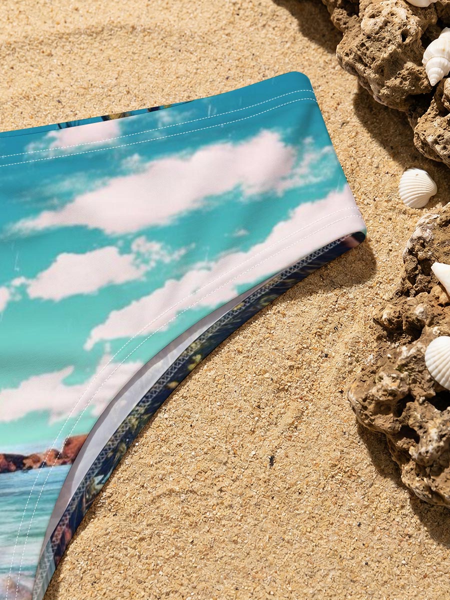Tropical Beach with Palm Trees and Crystal Clear Water -  Men's swim trunks