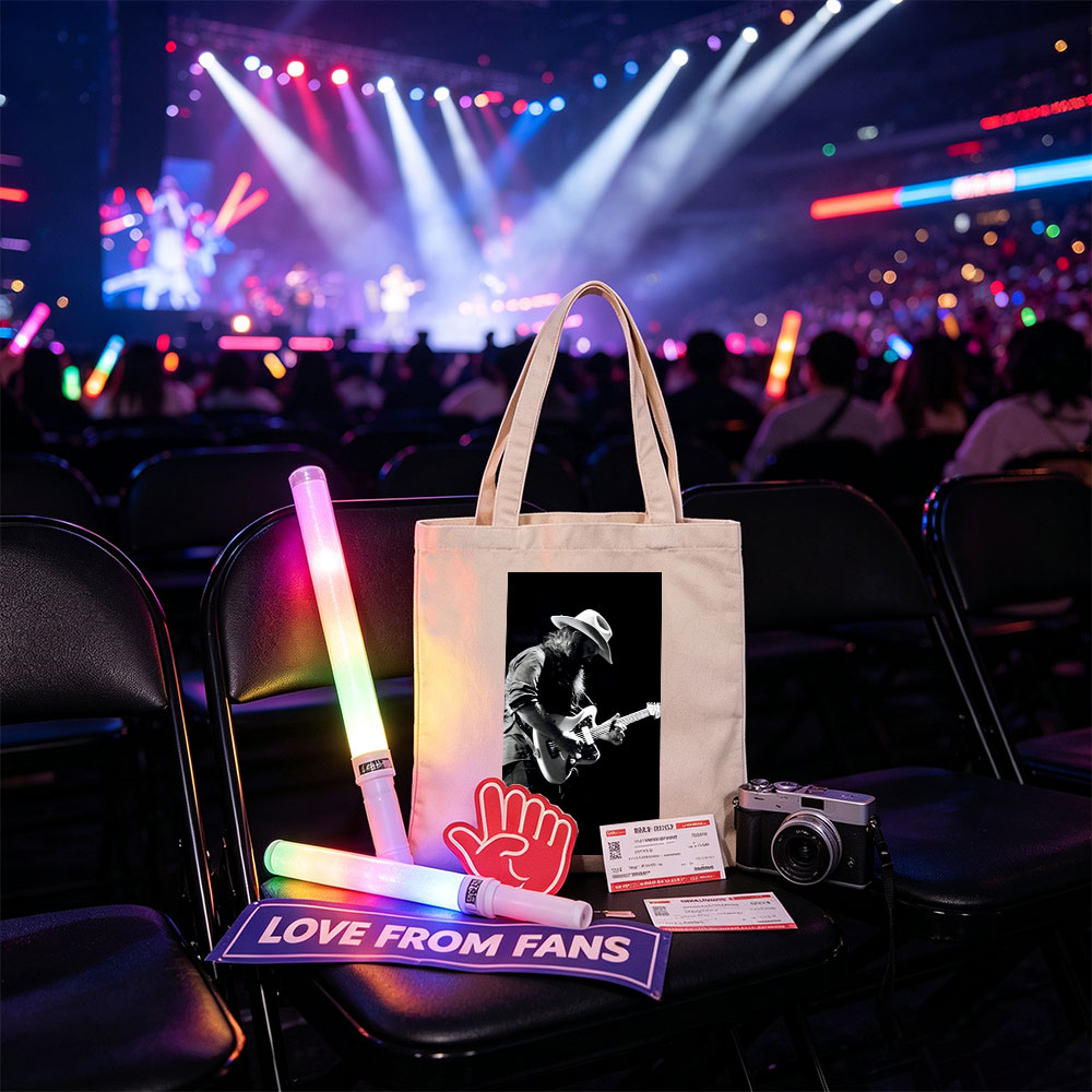 Stevie Ray Vaughan Playing Guitar on Stage in Black and White Photo - Canvas tote bags