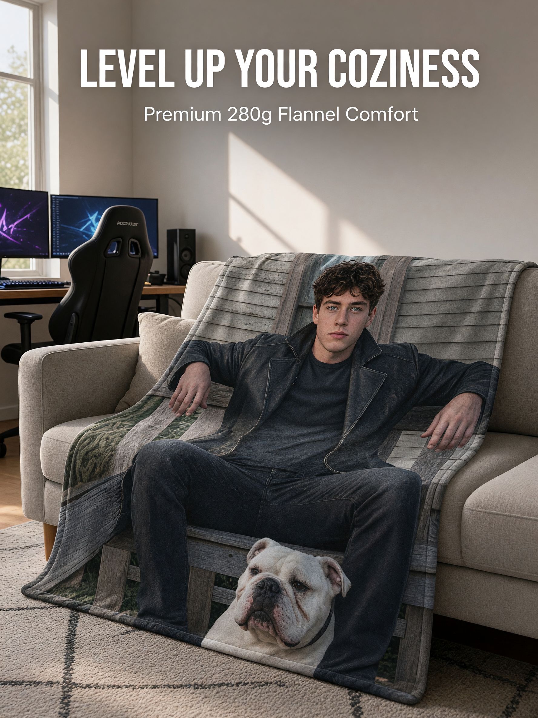 Custom Photo Portrait Flannel Blanket Ultra Soft Anti Pilling Fleece Throw Personalized Keepsake Gift for Bed and Couch