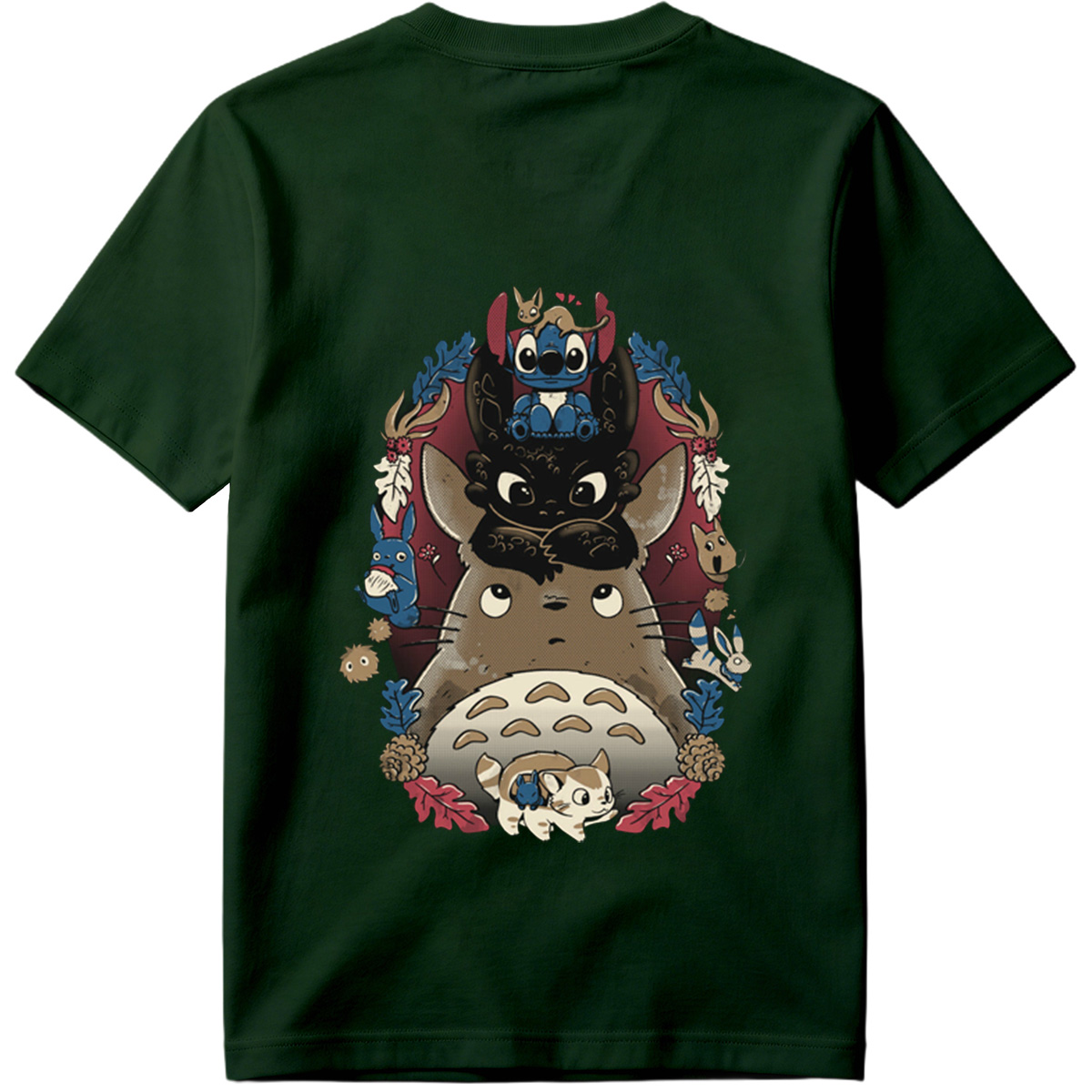 Totoro, Stitch, and Friends: A Whimsical Forest Gathering - Tee