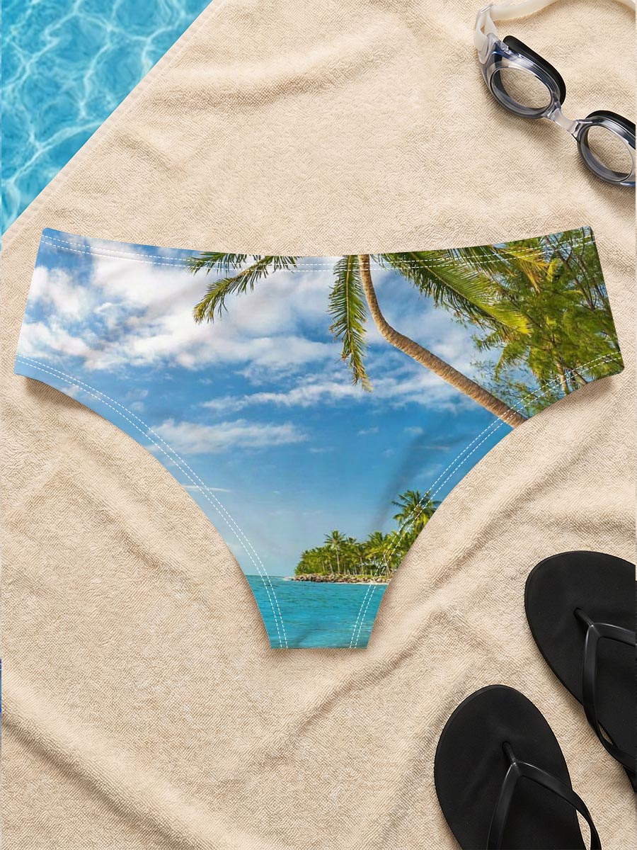 Tropical Beach with Palm Trees and Crystal Clear Water -  Men's swim trunks