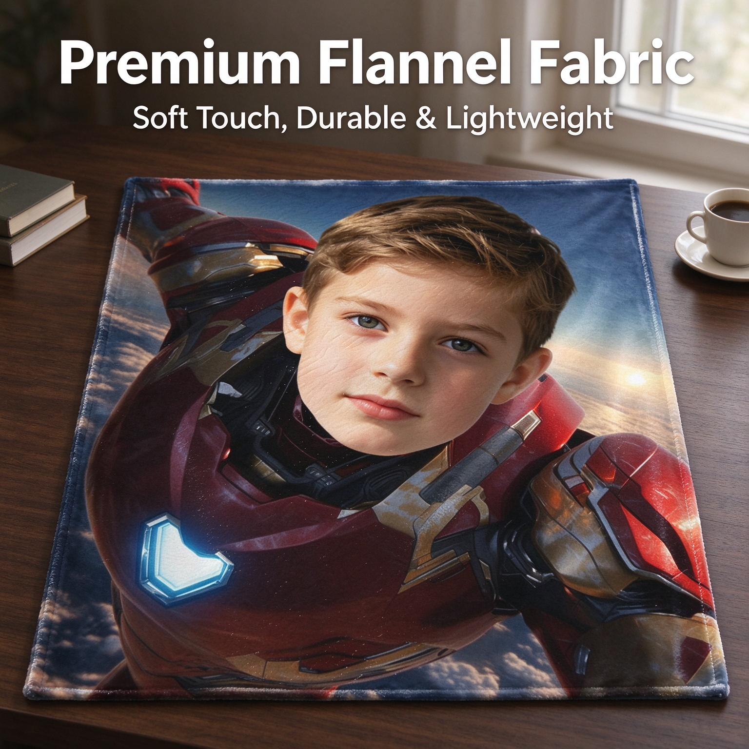 Custom Photo Face Blanket Personalized Superhero Flannel Throw for Kids Adults Soft Plush Keepsake Gift