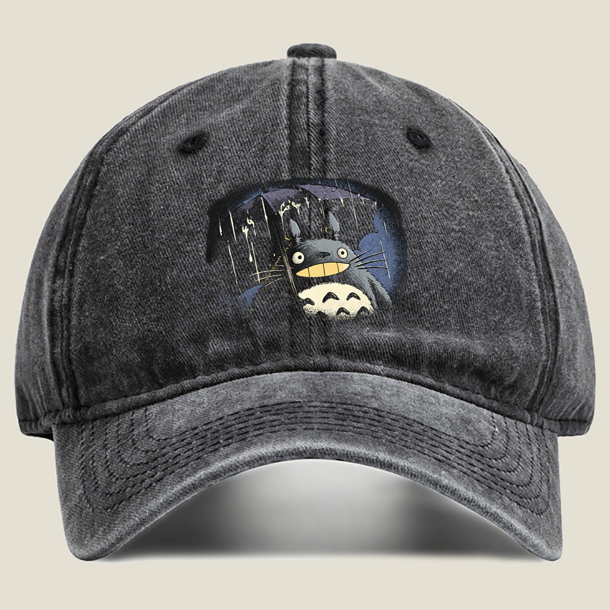 Totoro in the Rain - Washed Denim - Baseball Cap