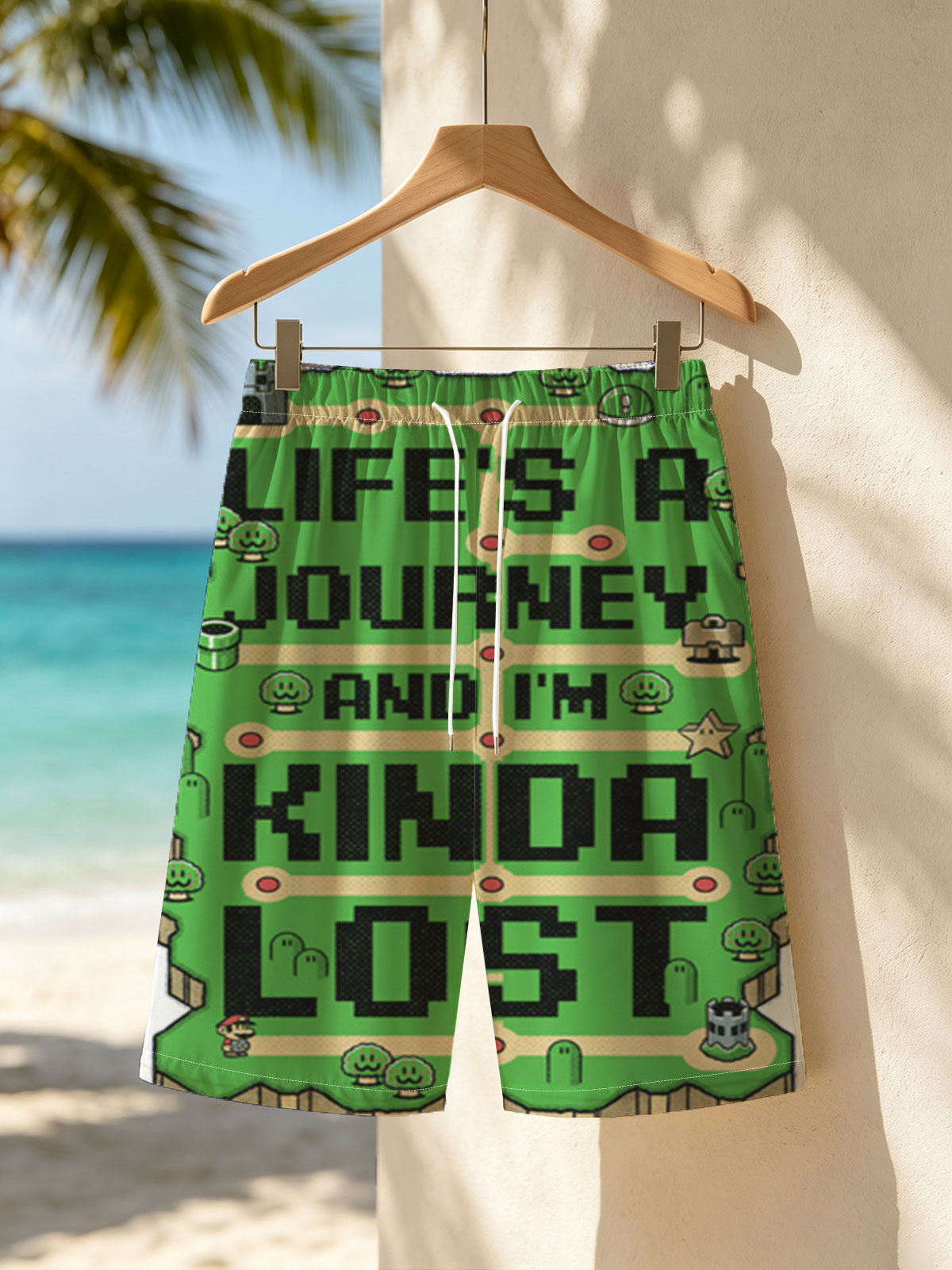 Mario's Map: Life's a Journey and I'm Kinda Lost -  Beach shorts