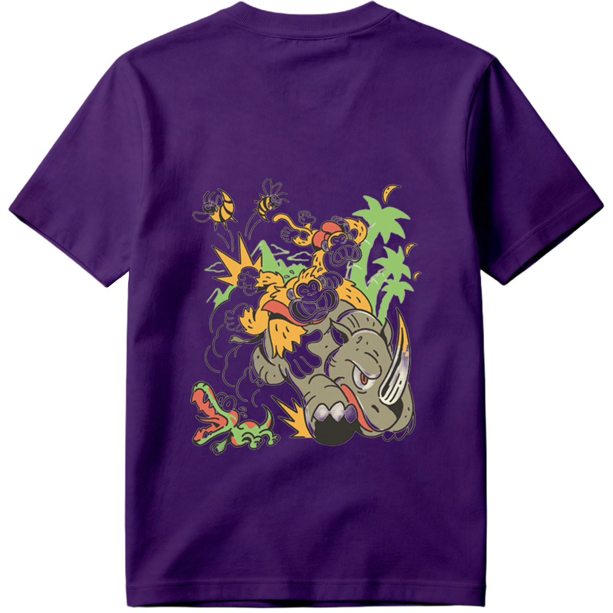Donkey Kong and Diddy Kong Ride a Rhinoceros Through Jungle Chaos - Tee