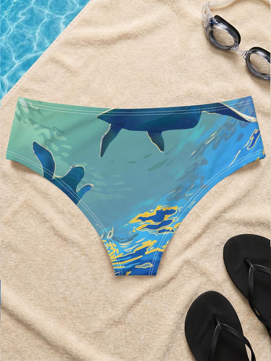 Sea Turtles Gliding Through Sunlit Waters -  Men's swim trunks