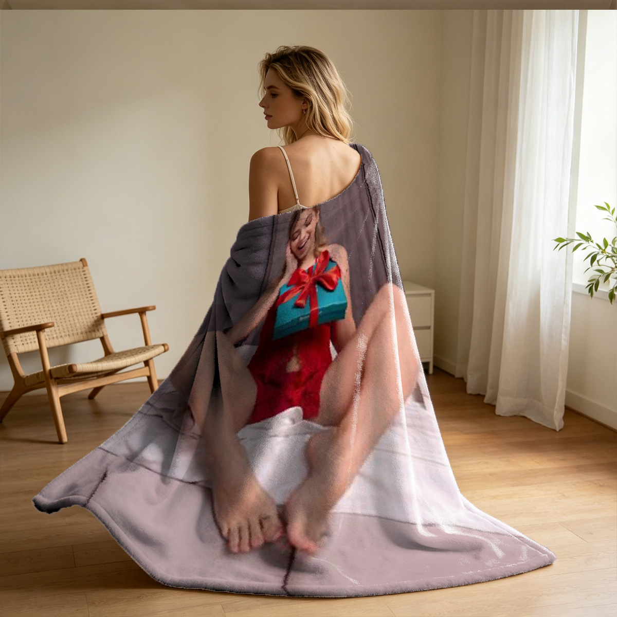 Wet White Lingerie Seduction - Blanket