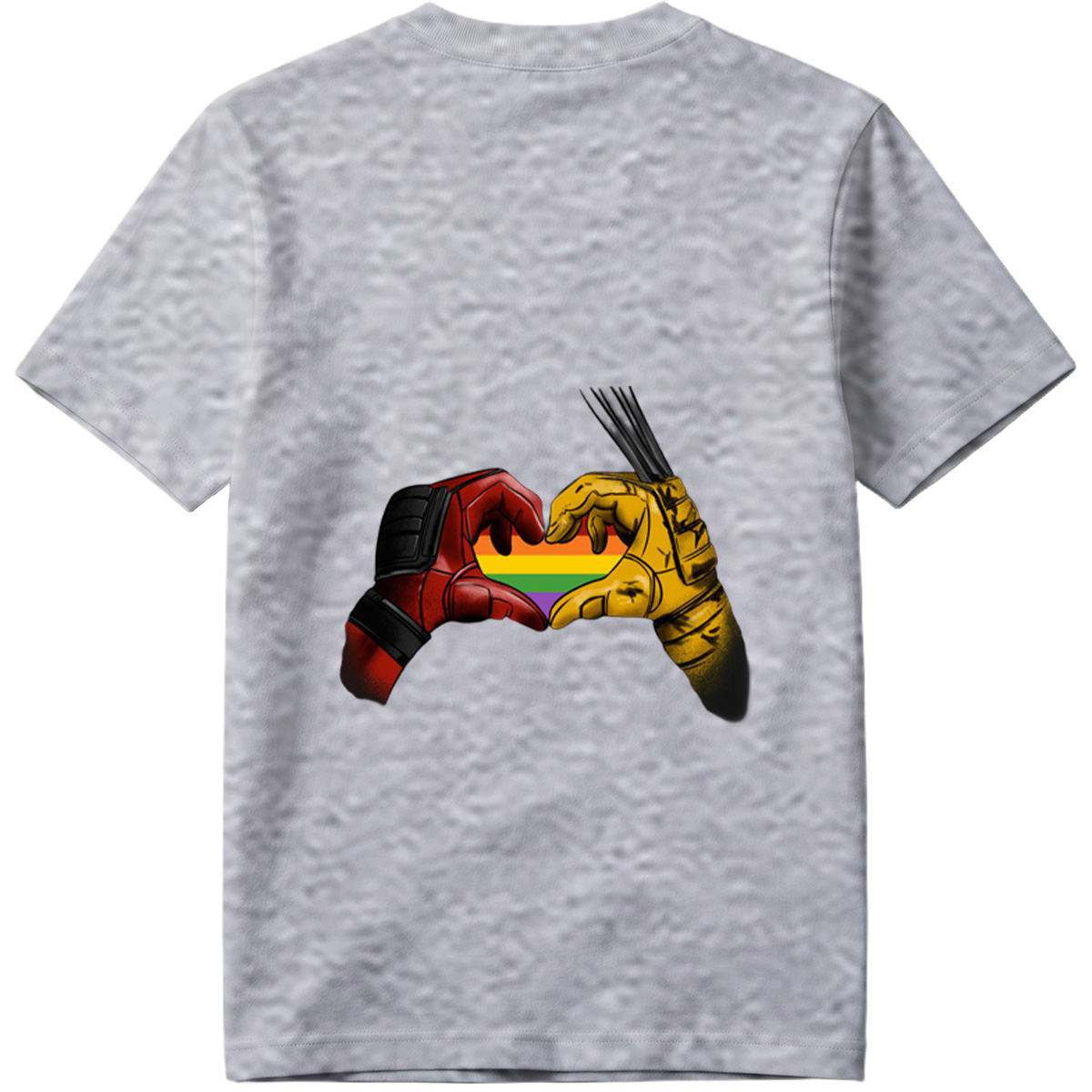 Deadpool and Wolverine Form a Rainbow Heart - Tee