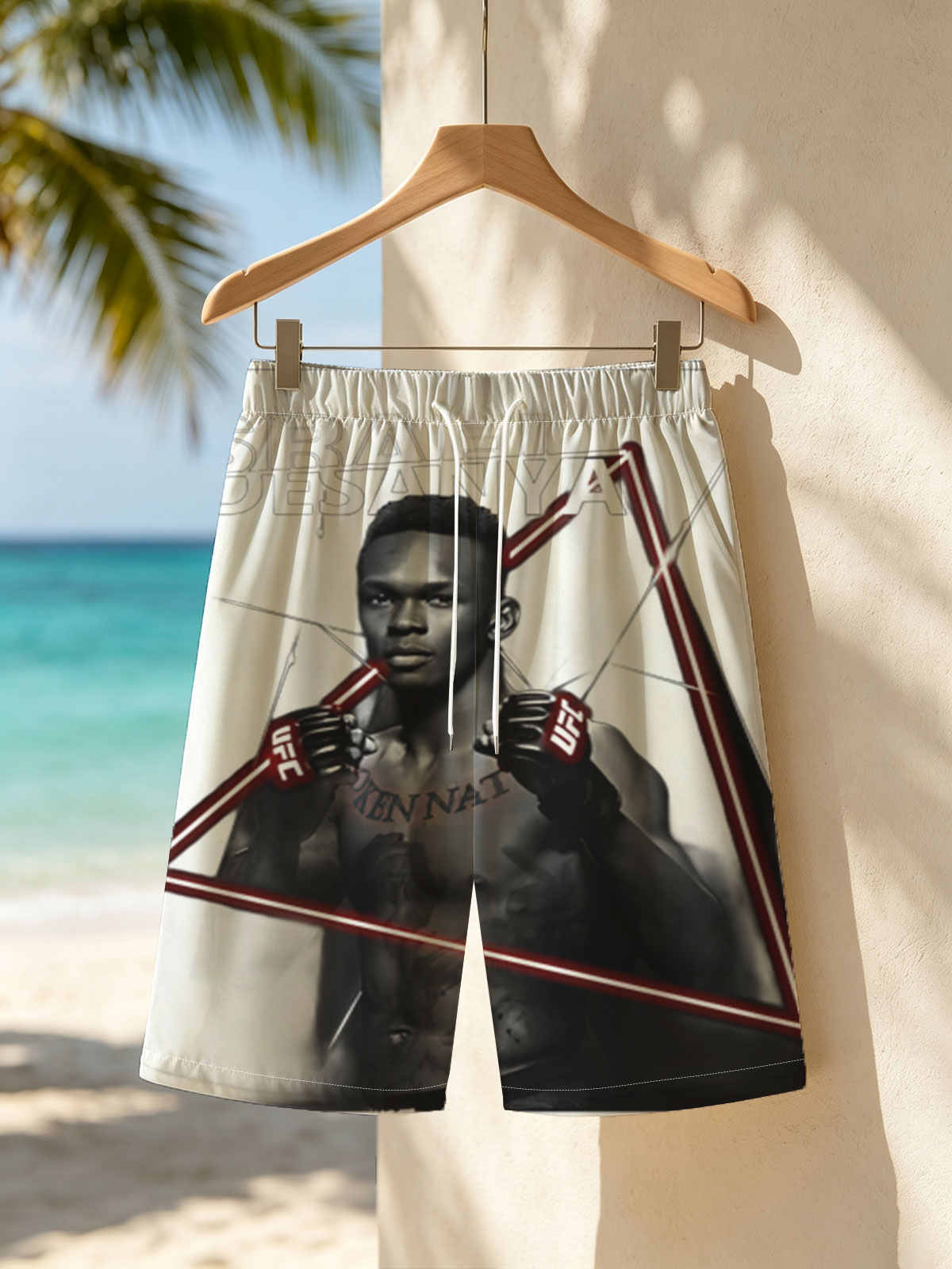 Israel Adesanya UFC Fighter Portrait -  Beach shorts
