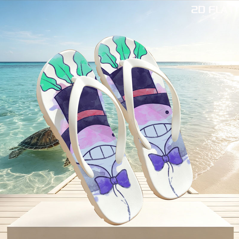 Whimsical Character with Top Hat and Bow Tie -  flip-flops