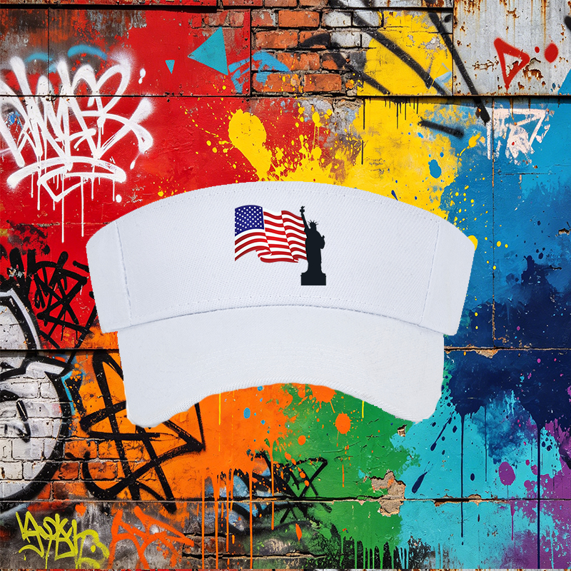Unisex Classic Mesh Back Cap with American Flag and Statue of Liberty Print - Ideal for Outdoor Activities, Travel, and Patriotic Events - Suitable for Adults Seeking Stylish and Comfortable Sun Protection