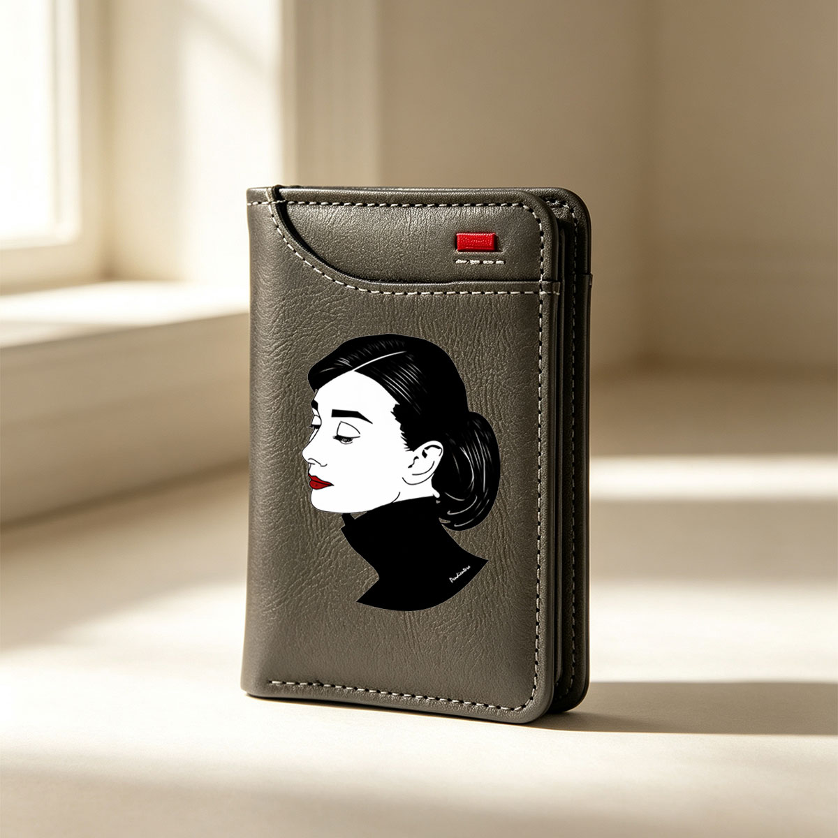 Audrey Hepburn Profile Portrait - Vertical Style Wallet