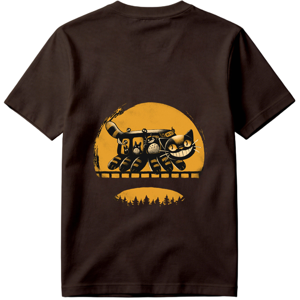 Catbus and Totoro on a Moonlit Journey - Tee