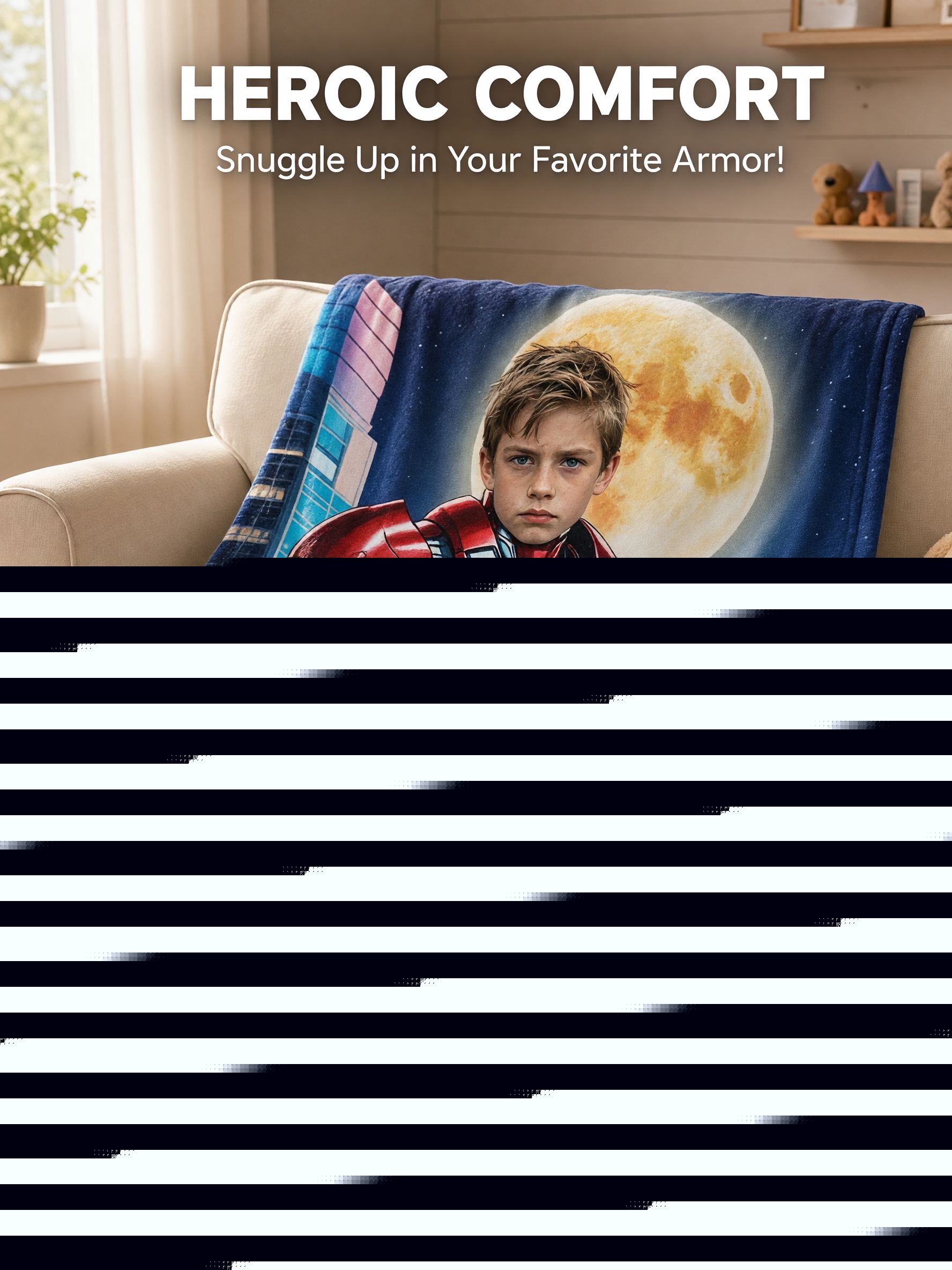 Personalized Photo Face Superhero Flannel Blanket Ultra Soft Plush Throw Ideal Custom Hero Birthday Gift for Kids