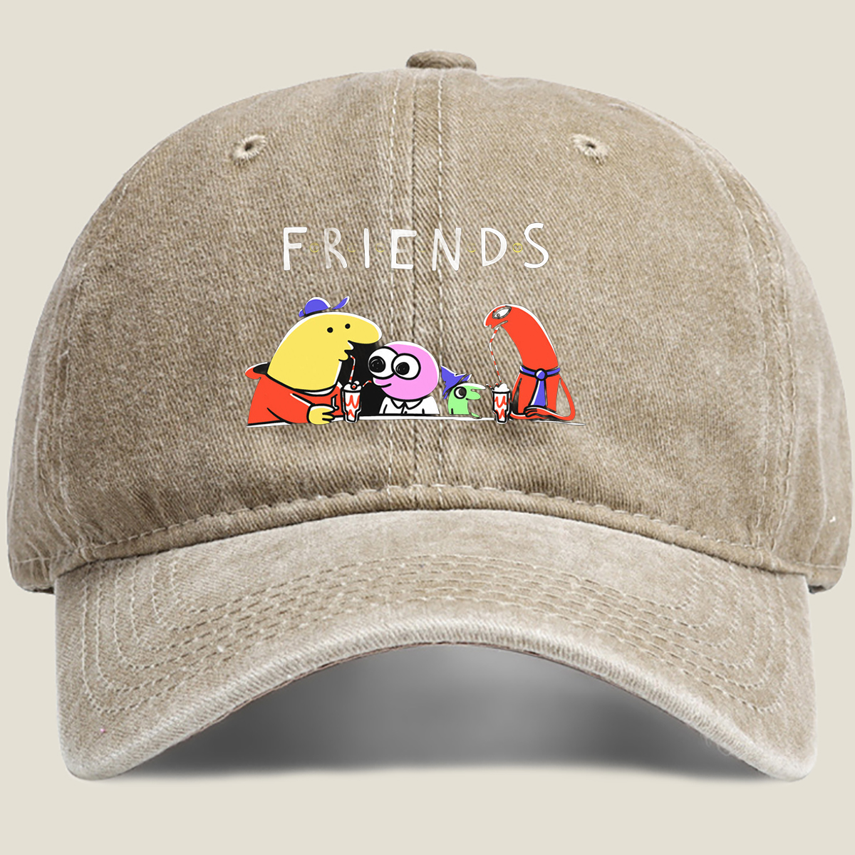 Friends: The Animated Characters Enjoying Drinks Together - Washed Denim - Baseball Cap