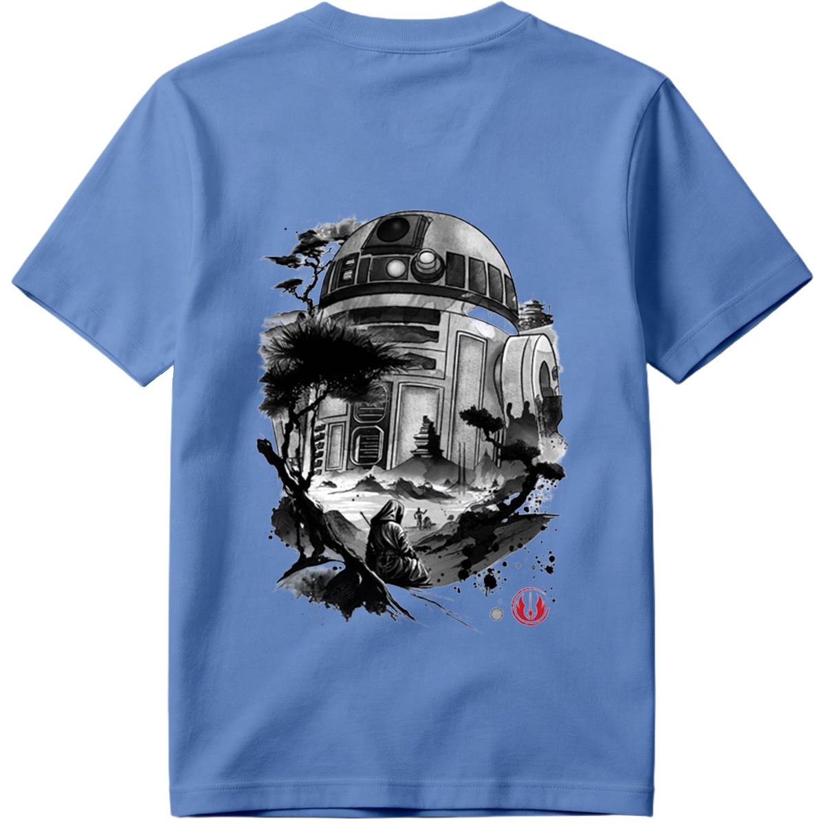 Star Wars: R2-D2 and Jedi in Serene Landscape - Tee
