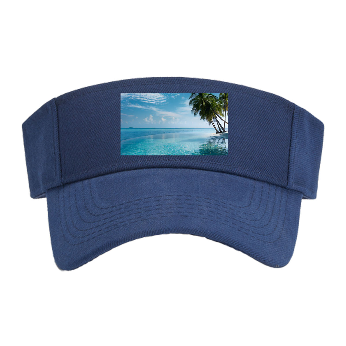 Infinite Pool Meets Azure Sea Under Palm Trees -  Visor cap