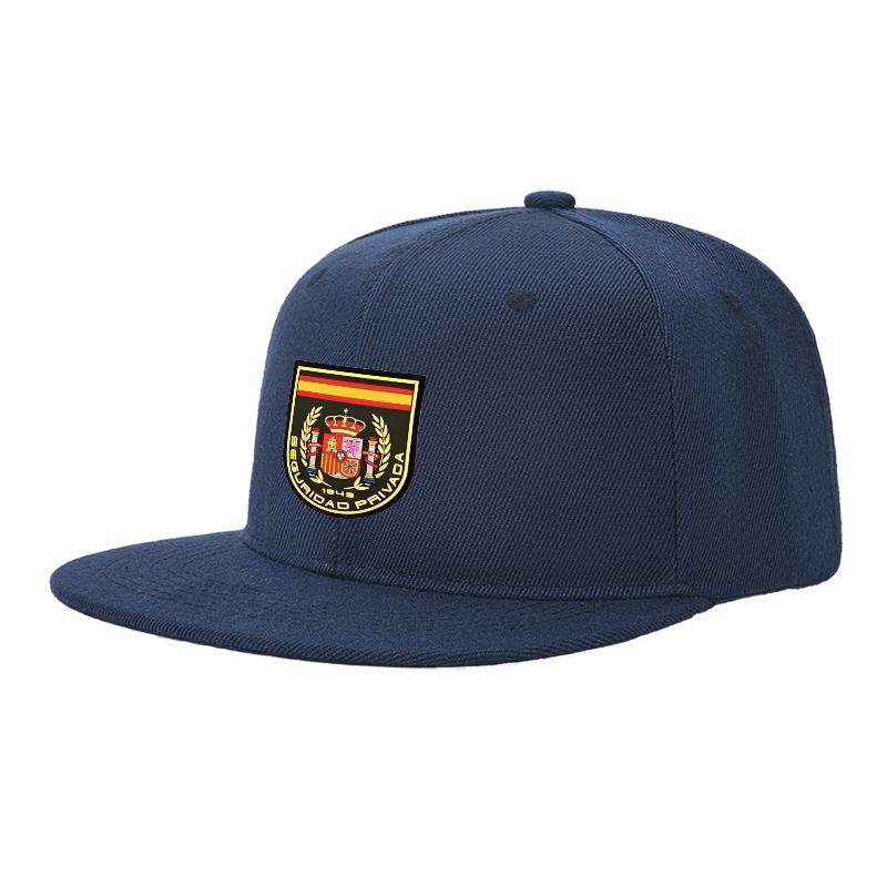 Flat Brim Baseball Cap Spain Coat of Arms Embroidered Design Streetwear Underground Skate Style for Basketball Courts Skate Parks Urban Lifestyle Riders Rappers Streetwear Enthusiasts