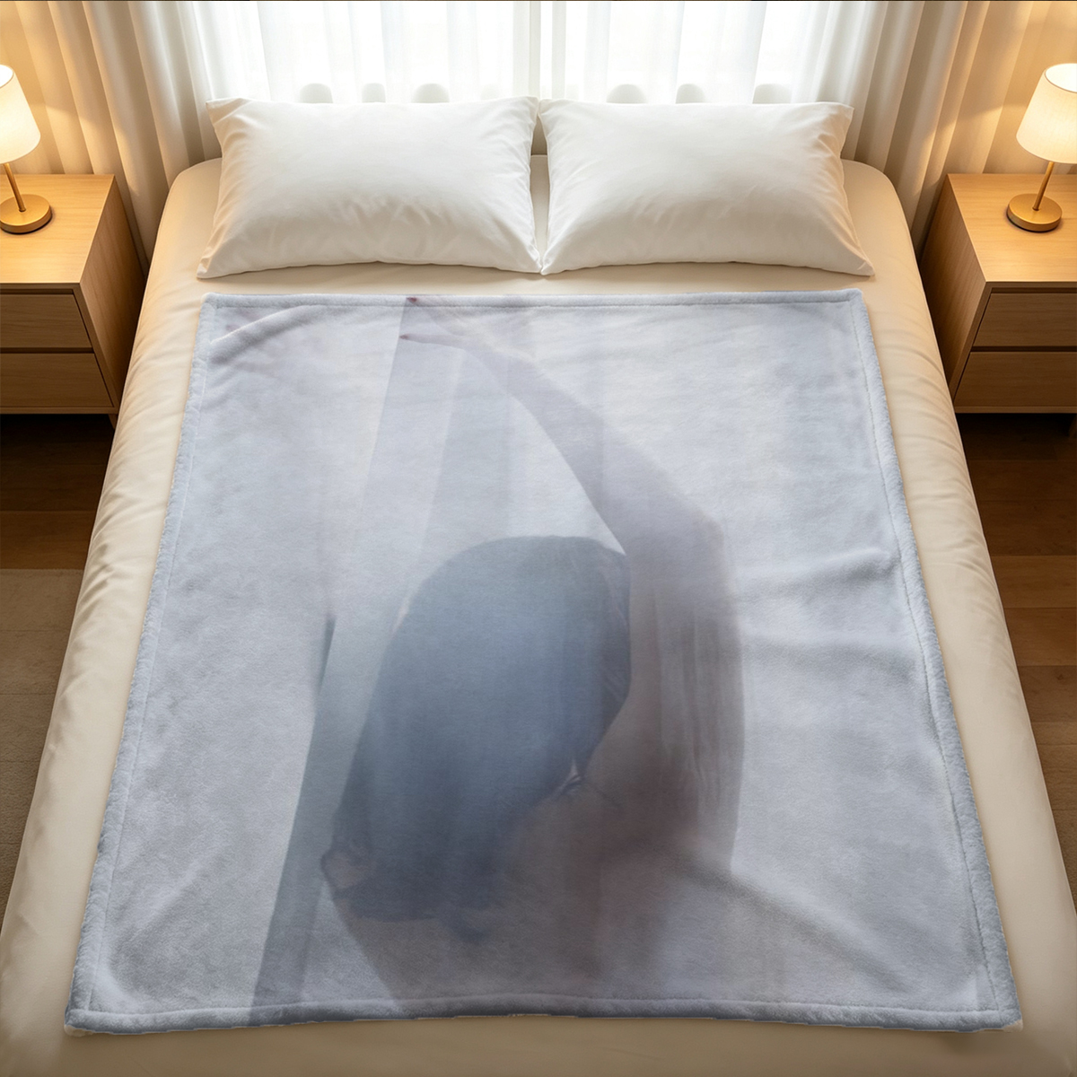 White Lace Bunny Girl Lingerie Seduction - Blanket