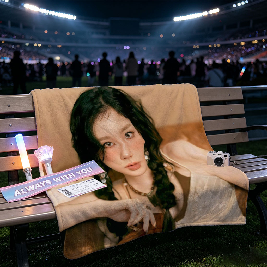 Kim Jisoo Relaxing on Couch with Vintage Accessories in Soft Lighting - Blankets