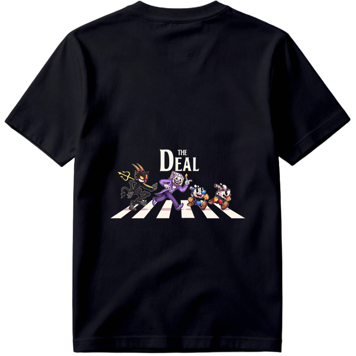 Cuphead, The Devil, and Mugman Crossing the Street – 