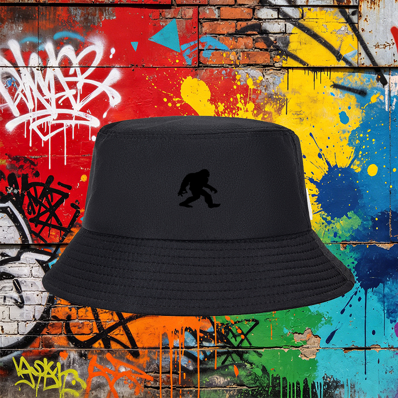 Unisex Classic Bucket Hat with Bigfoot Silhouette Print - Lightweight Sun Protection Hat for Outdoor Adventures, Hiking, Camping, and Casual Wear - Ideal for Nature Enthusiasts and Adventure Seekers