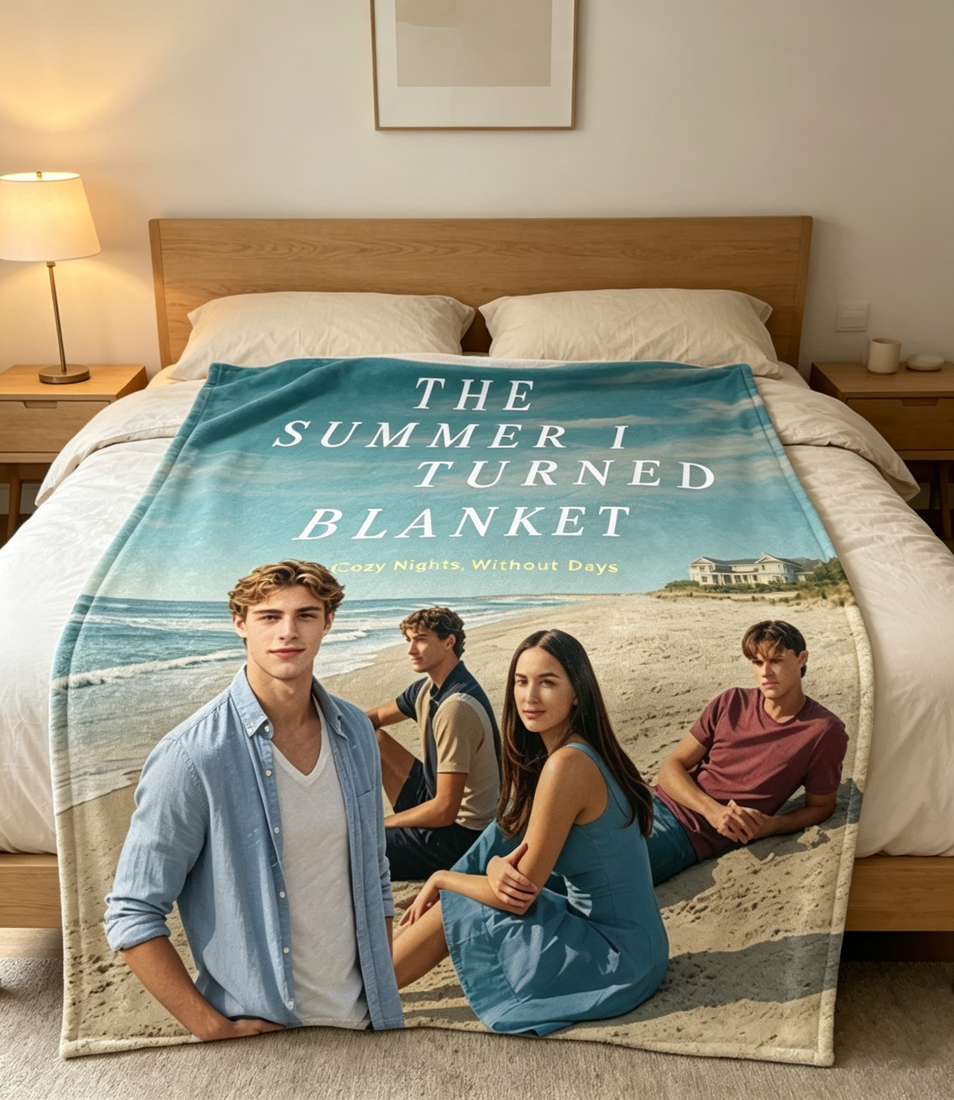 Custom Face Blanket The Summer I Turned Pretty Flannel Blanket Beach Scene Gift for Fans of Summer Romance TV Series Giveaway