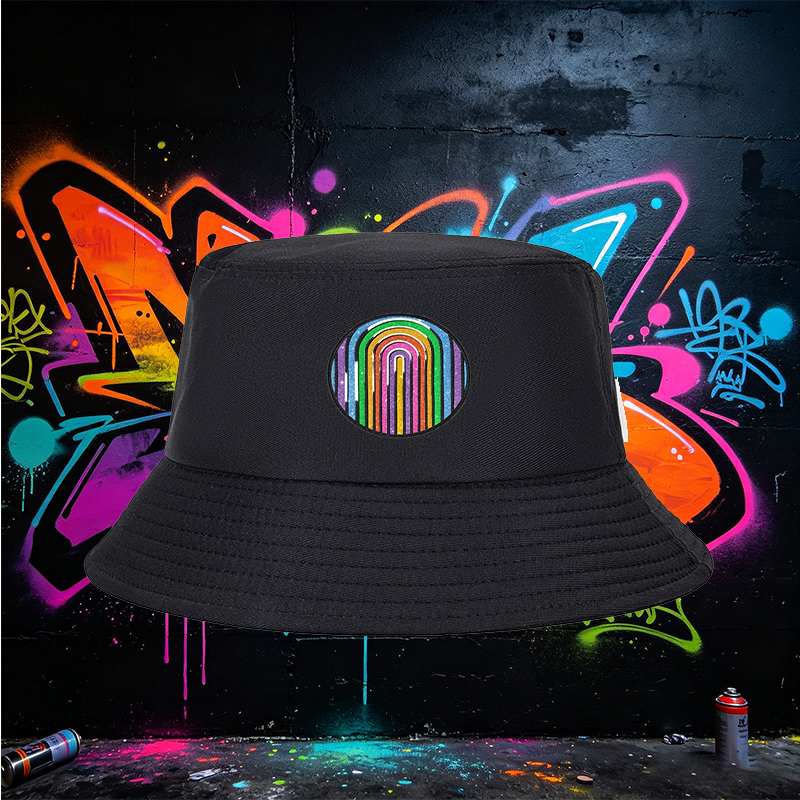 Unisex Bucket Hat with Glitter Rainbow Print Design - Classic Adjustable Sun Hat for Outdoor Activities, Beach, Travel, and Casual Wear - Perfect for Adults Seeking Fashionable and Comfortable Headwear