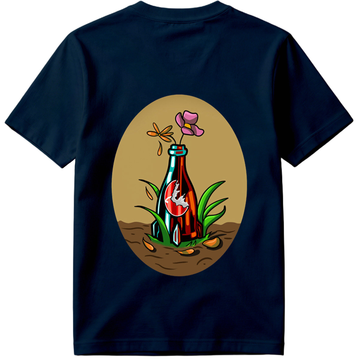 Bottle Garden with Flower and Dragonfly - Tee