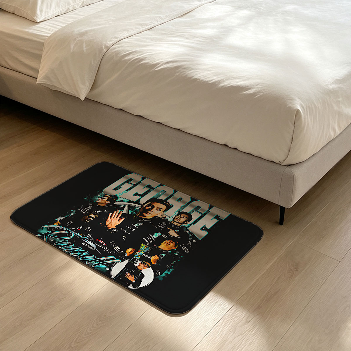 George Russell: Mercedes-AMG Petronas Formula One Driver, Racing Champion, Team Leader, and Motorsport Icon - Flannel floor mat