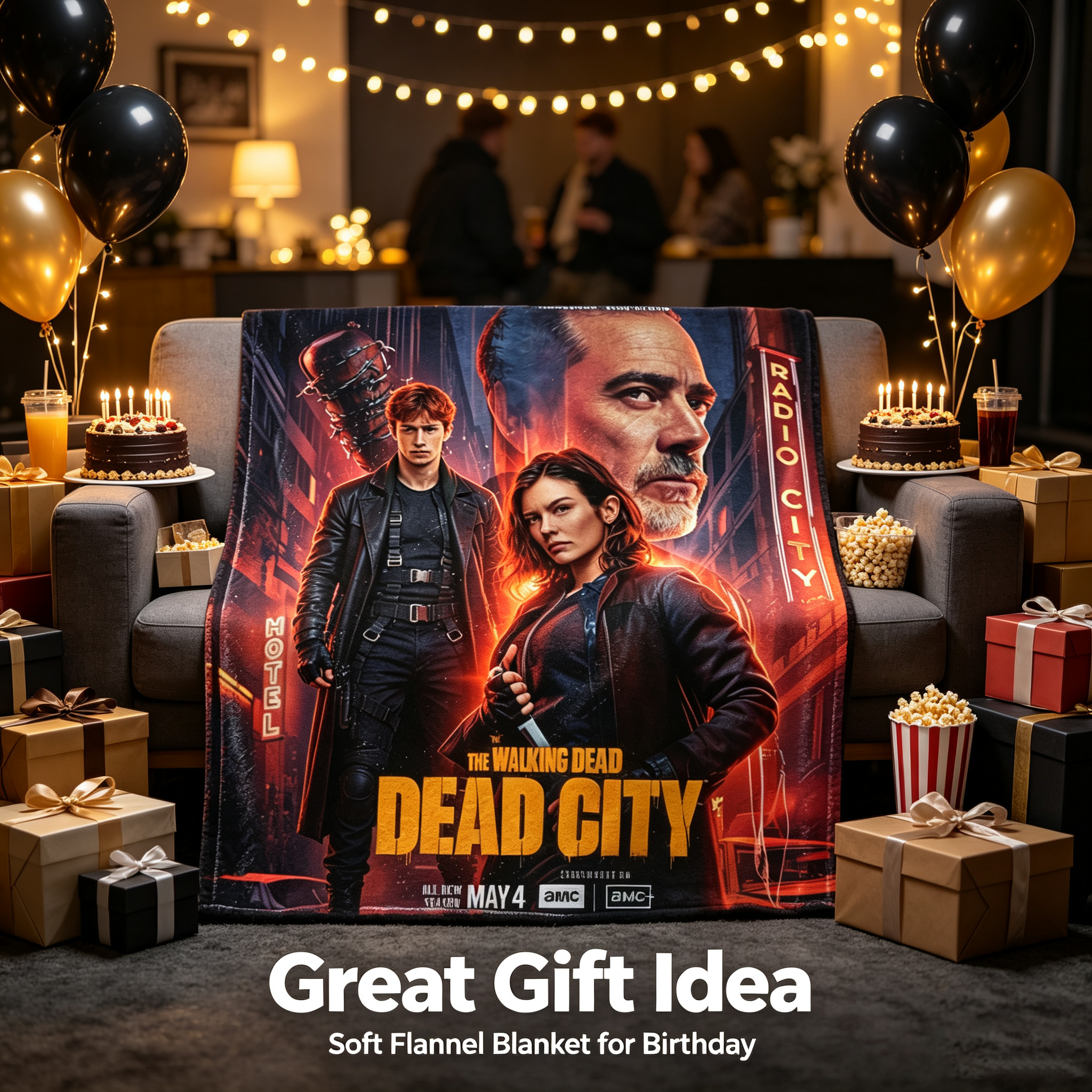 Custom Face Blanket The Walking Dead Dead City Flannel Blanket for Couch, Bed, or Travel – Perfect Gift or Giveaway for Fans