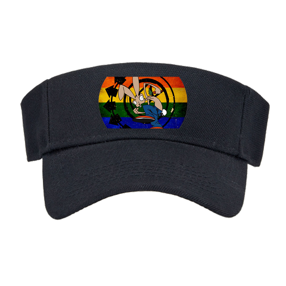 Bugs Bunny in Action: Classic Cartoon Character with Rainbow Background -  Visor cap