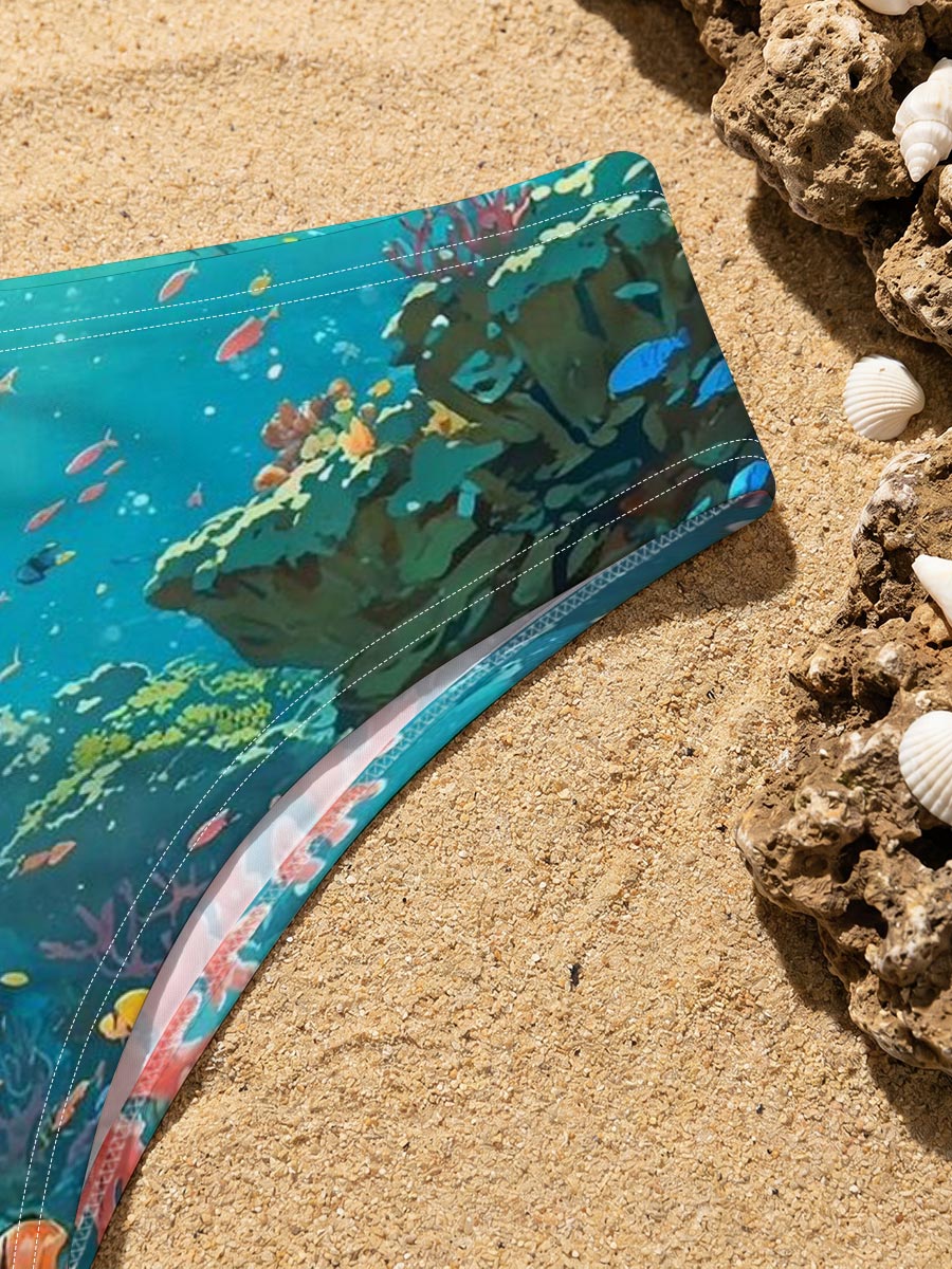 Vibrant Coral Reef with Colorful Fish and Sunlight Rays -  Men's swim trunks
