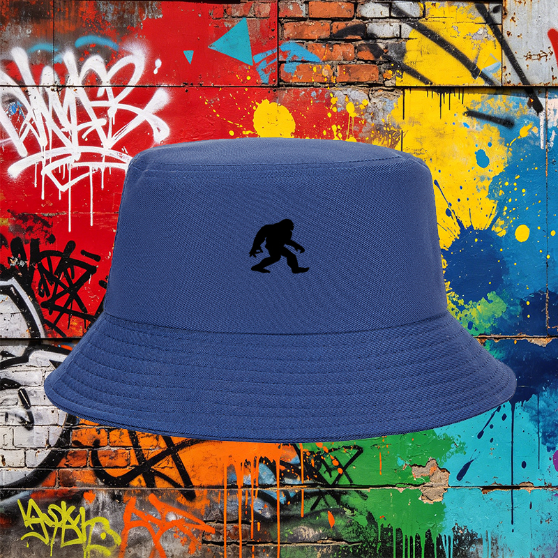 Unisex Classic Bucket Hat with Bigfoot Silhouette Print - Lightweight Sun Protection Hat for Outdoor Adventures, Hiking, Camping, and Casual Wear - Ideal for Nature Enthusiasts and Adventure Seekers