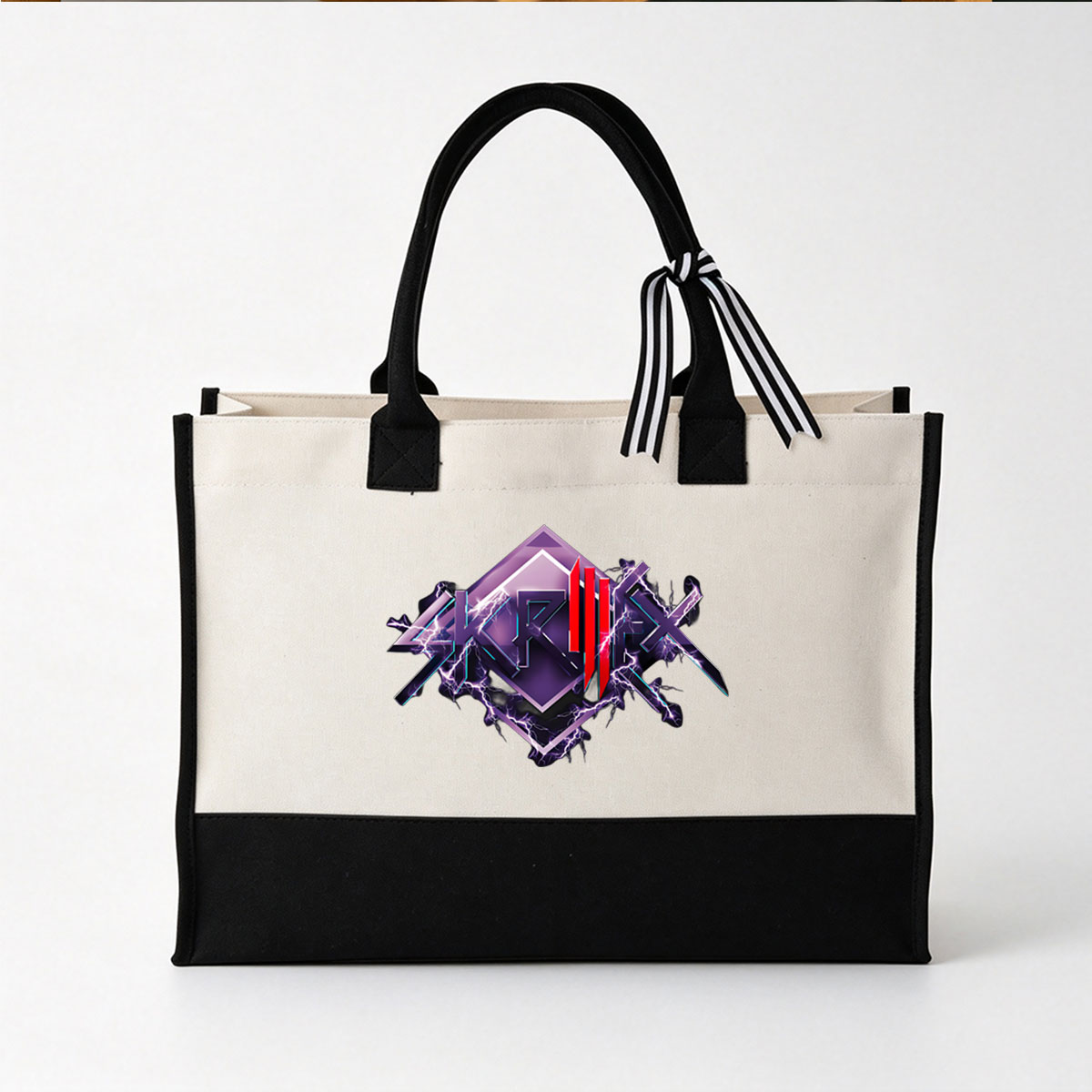 Skrillex Electric Logo Design - Canvas patchwork gift tote bag