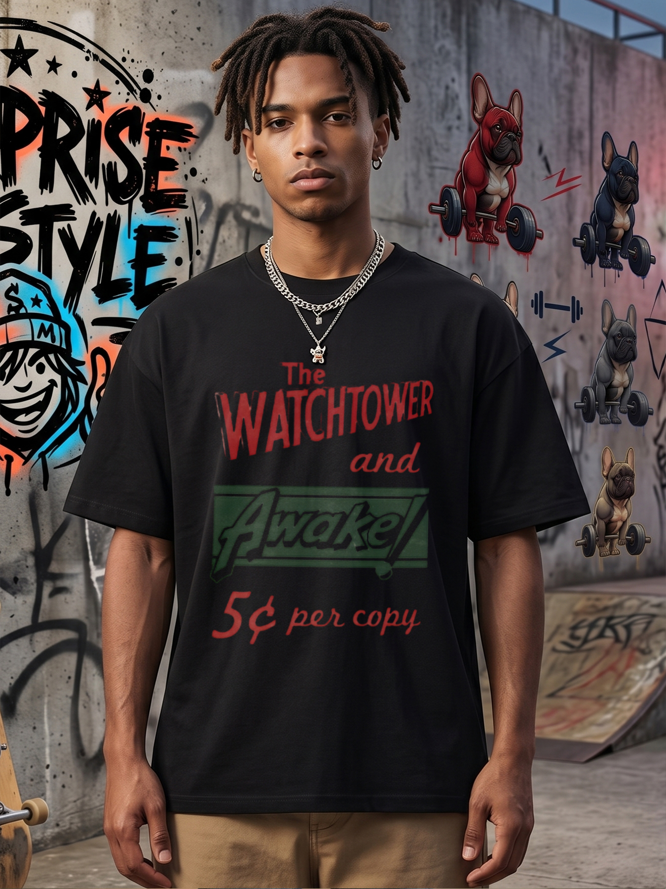 Men's Printed T-Shirt The Watchtower and Awake 5￠ Per Copy Graphic Design Casual Round Neck Summer Lightweight Breathable Short Sleeve T-Shirt for Daily Wear Outdoor Activities Adults