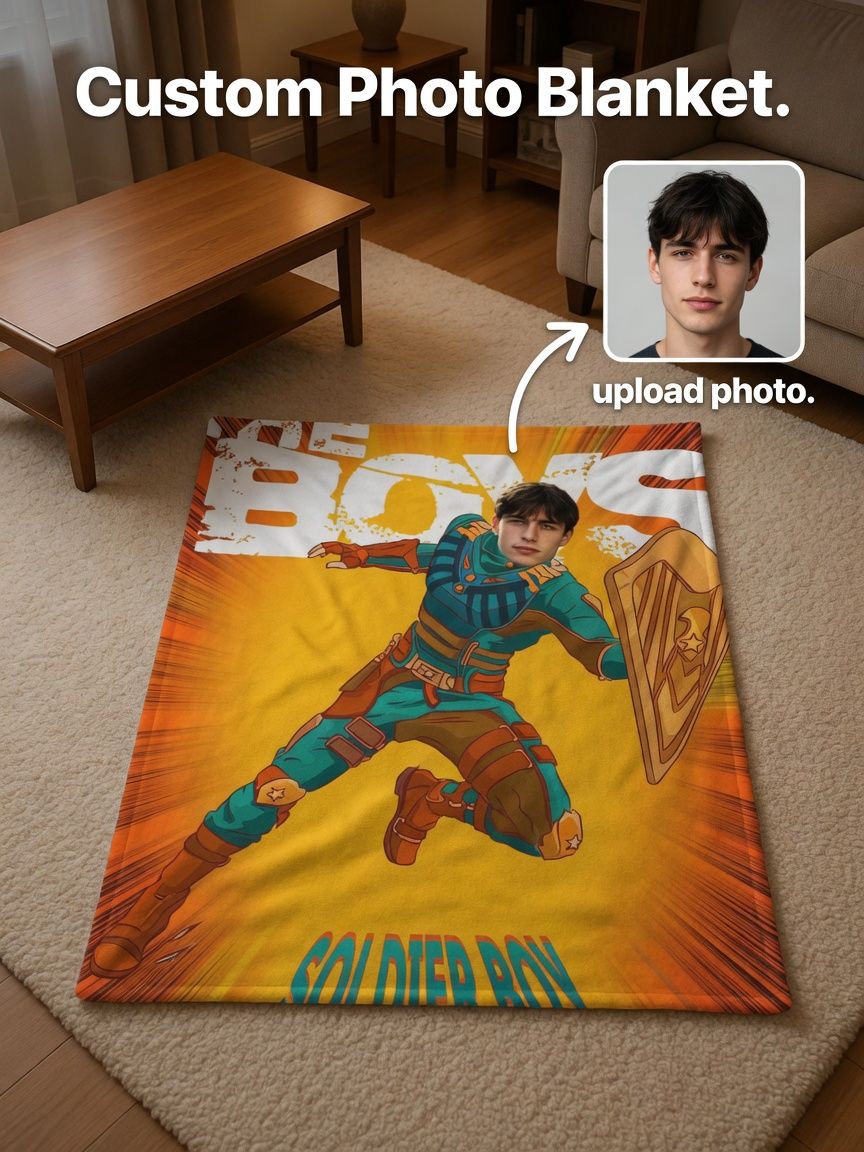 Custom Face Blanket Personalized Superhero Flannel Fleece Throw Soft Cozy Bed Blanket for Unique Creative Gifts