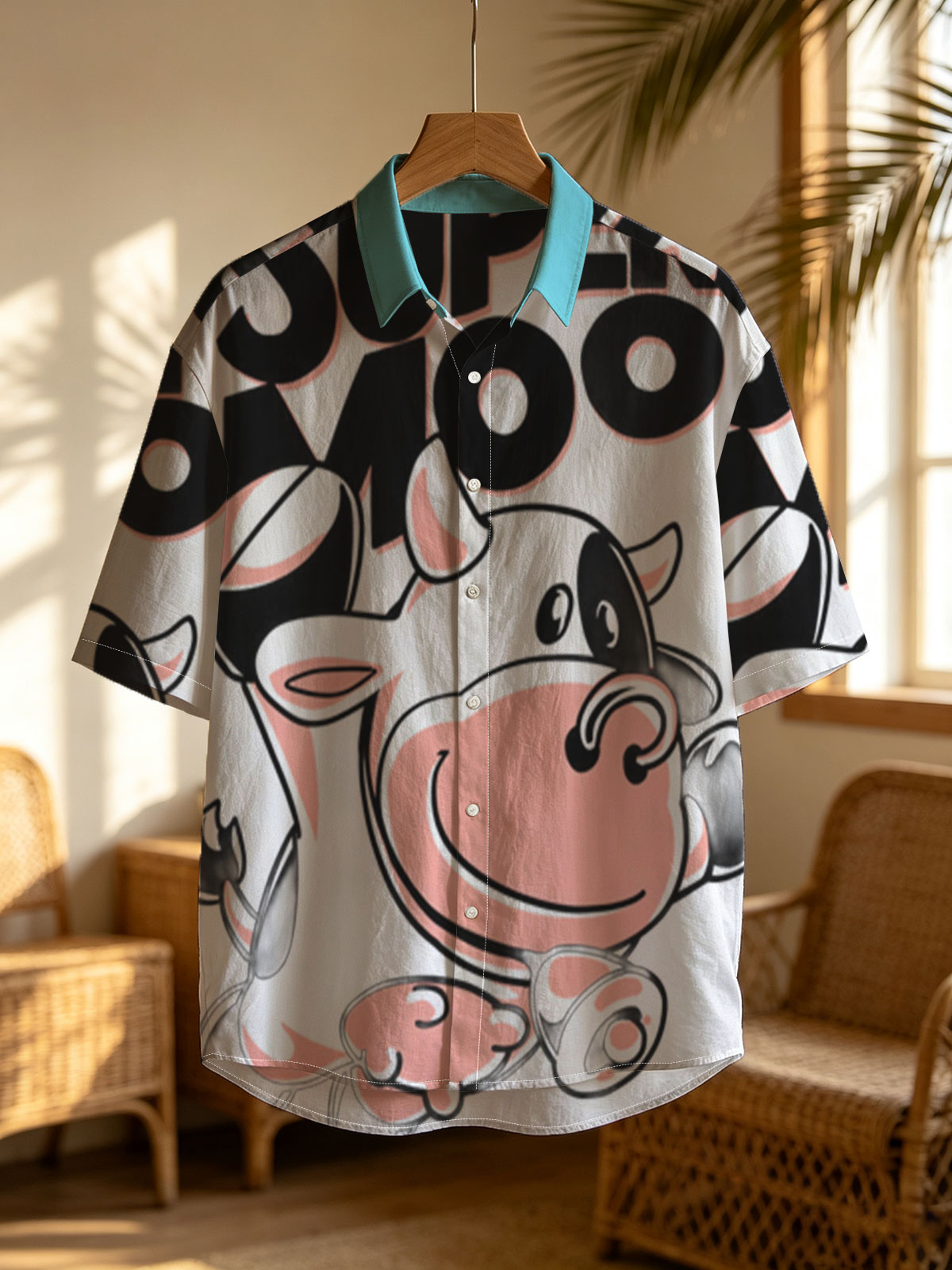 Super Moo: Cartoon Cow Character Design -  Shirt