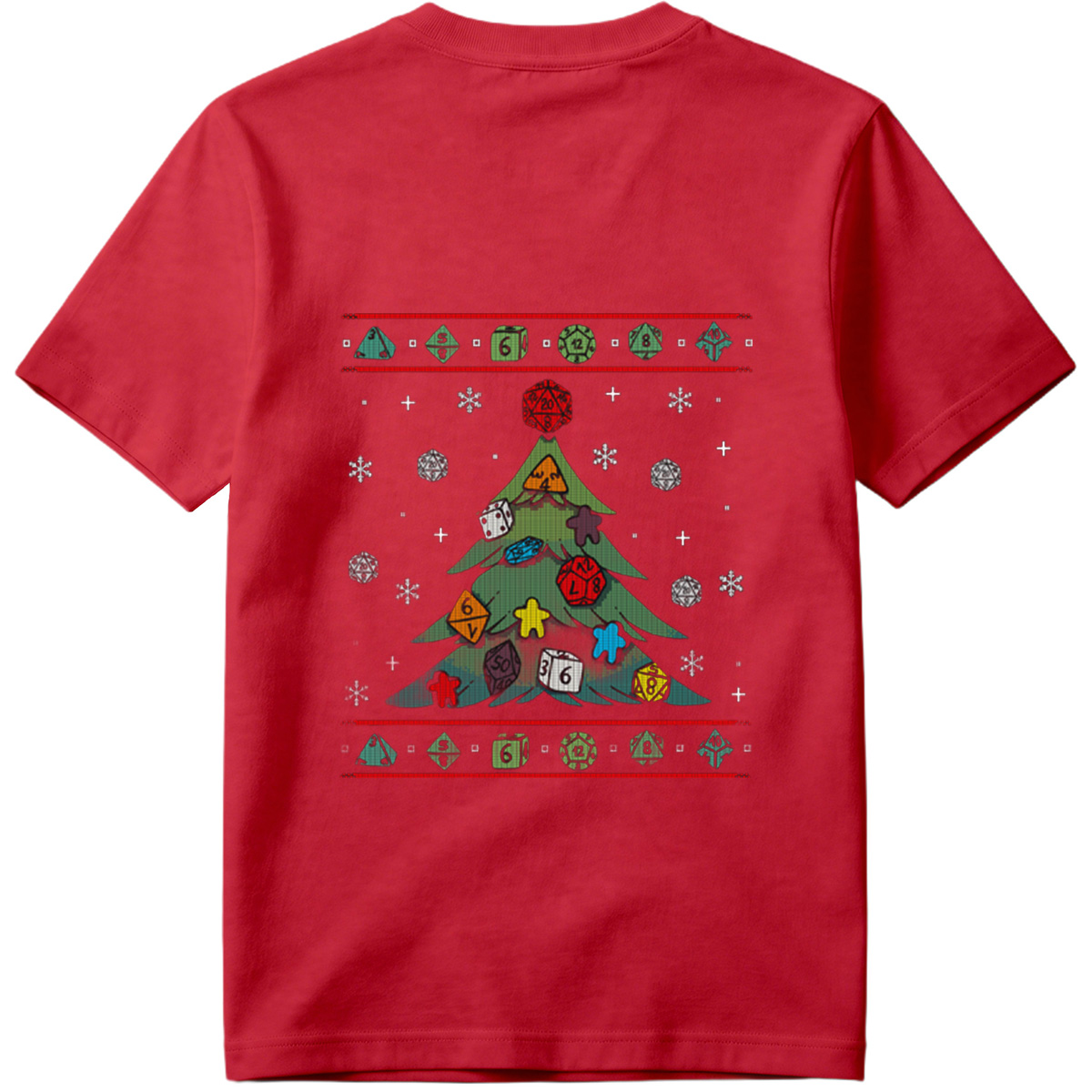 D&D Christmas Tree with Polyhedral Dice Decorations - Tee