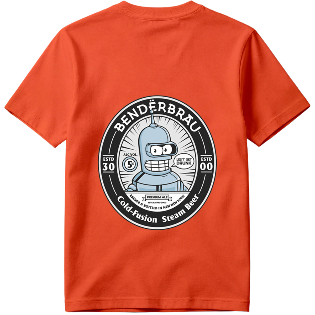 Bender Brau: Cold-Fusion Steam Beer Featuring Bender from Futurama - Tee