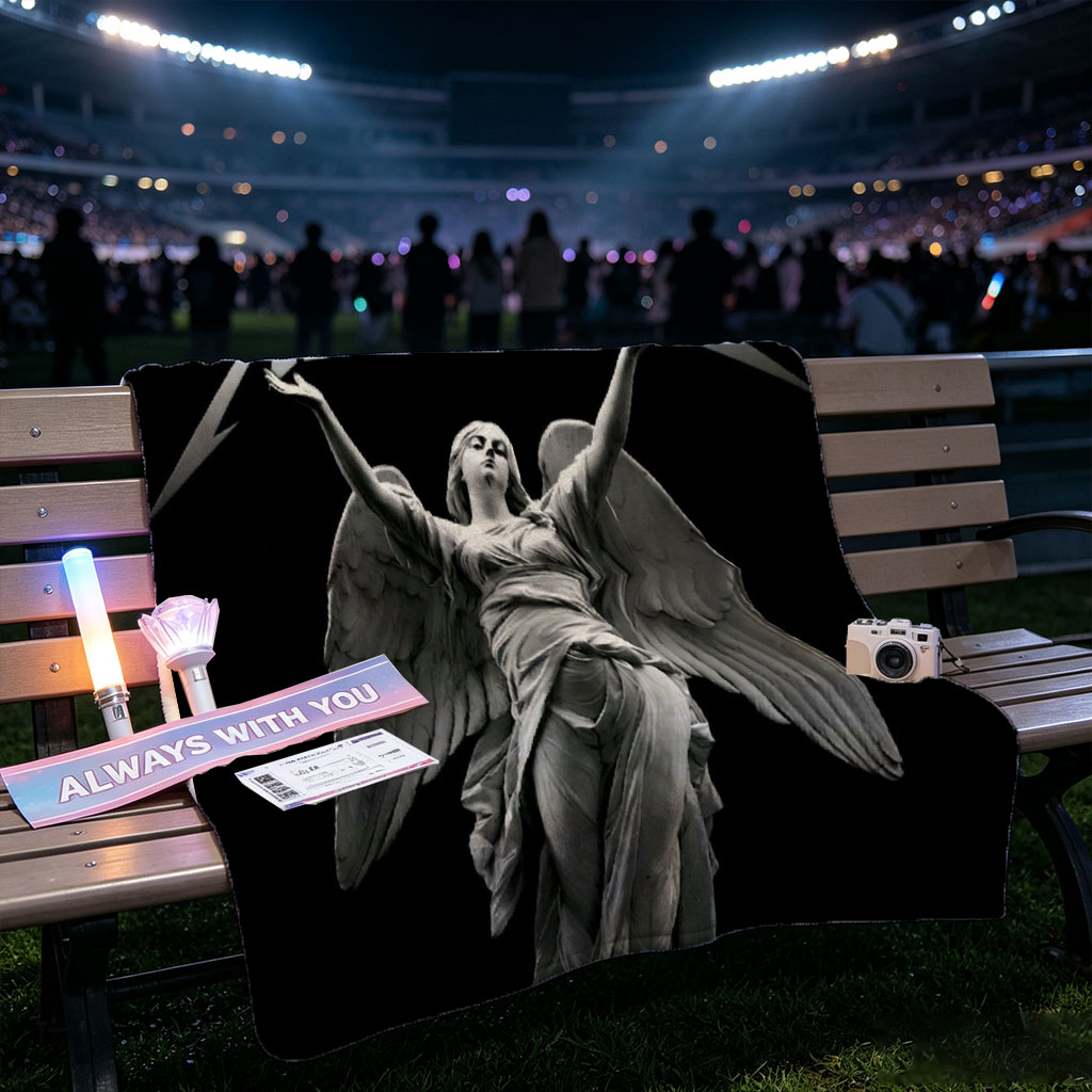Metallica Angel Statue Black and White Artwork - Blankets
