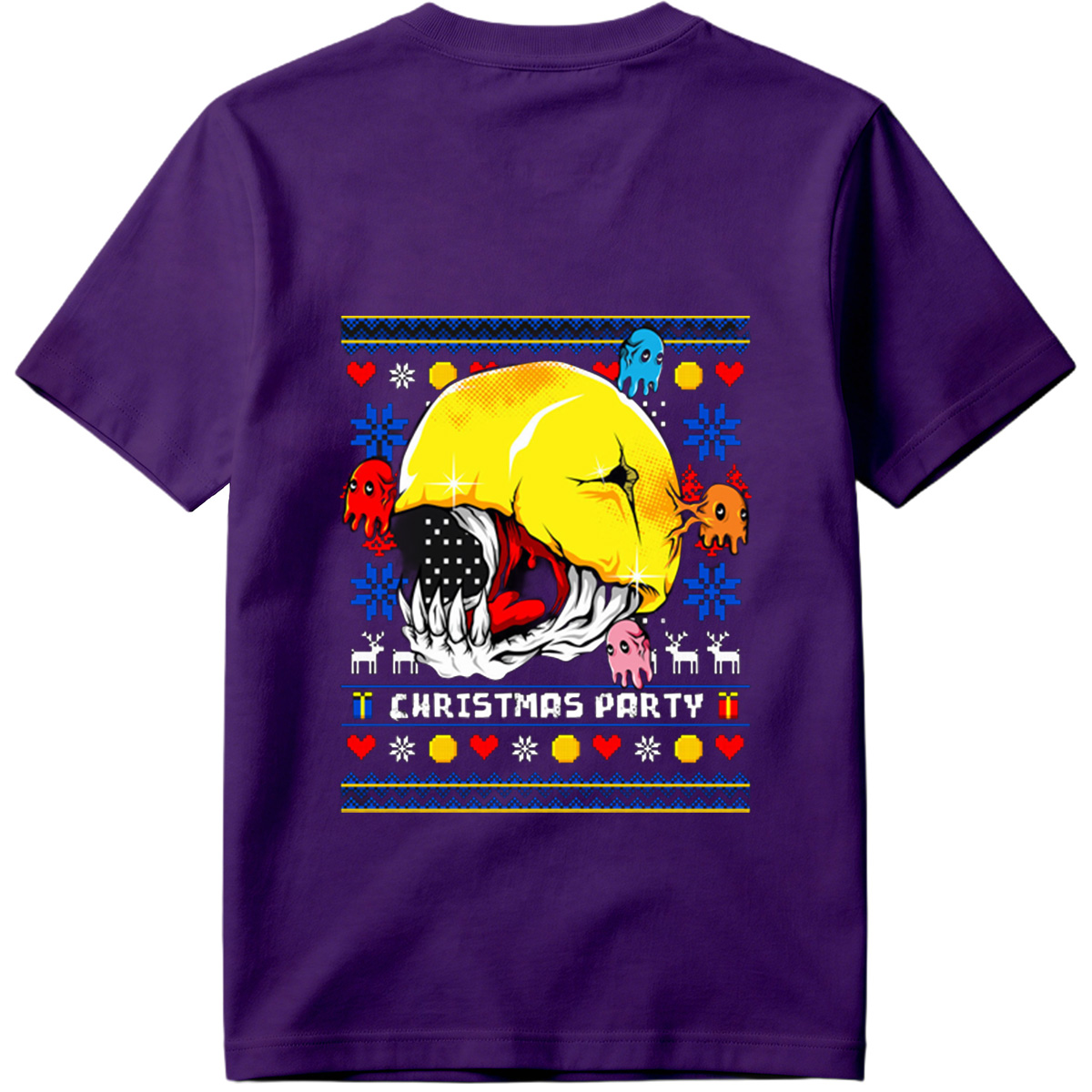 Pac-Man Christmas Party with Ghosts - Tee