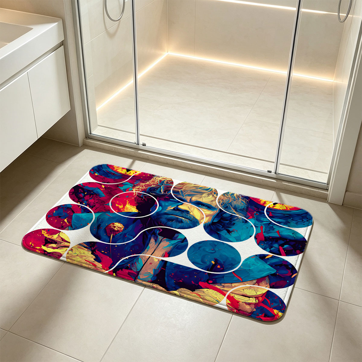 Game of Thrones: Tyrion Lannister in a Vibrant, Abstract Portrait - Flannel floor mat