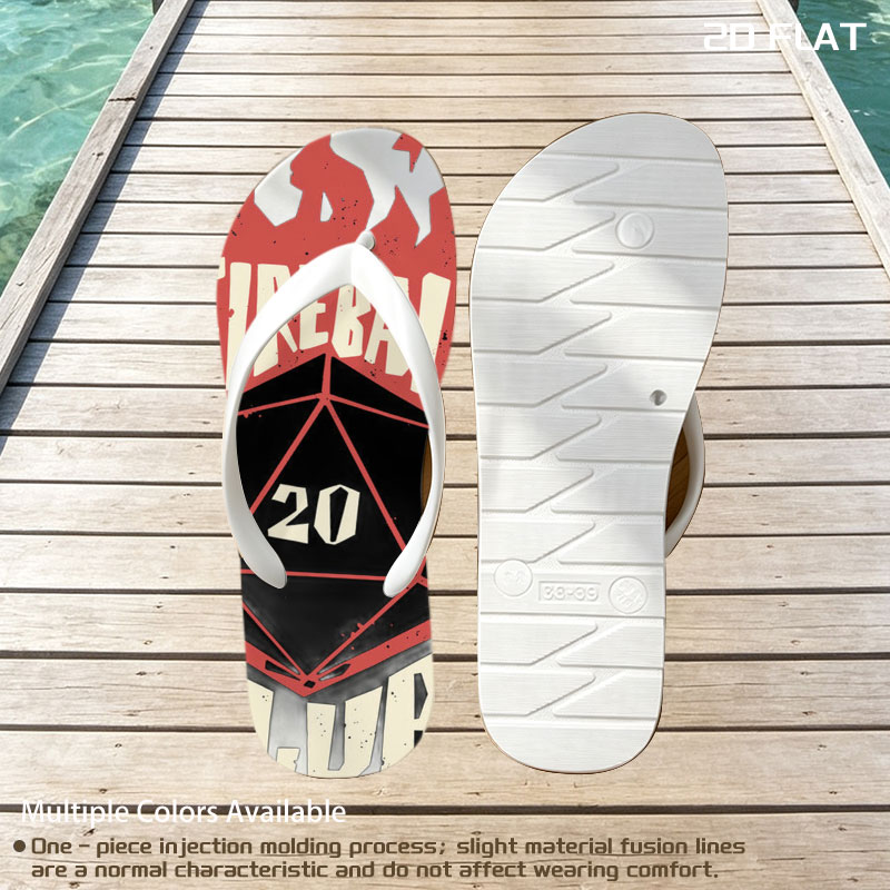 Fireball Club: D20 Dice with Fiery Design -  flip-flops