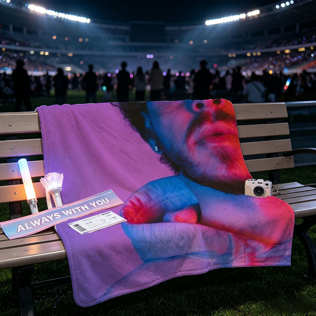 Jack Harlow in a Neon Glow Portrait Wearing a Hoodie with Purple and Pink Lighting - Blankets