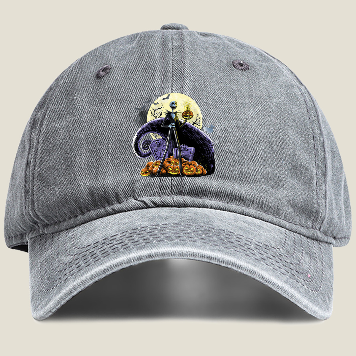 The Nightmare Before Christmas - Jack Skellington and Pumpkin King - Washed Denim - Baseball Cap