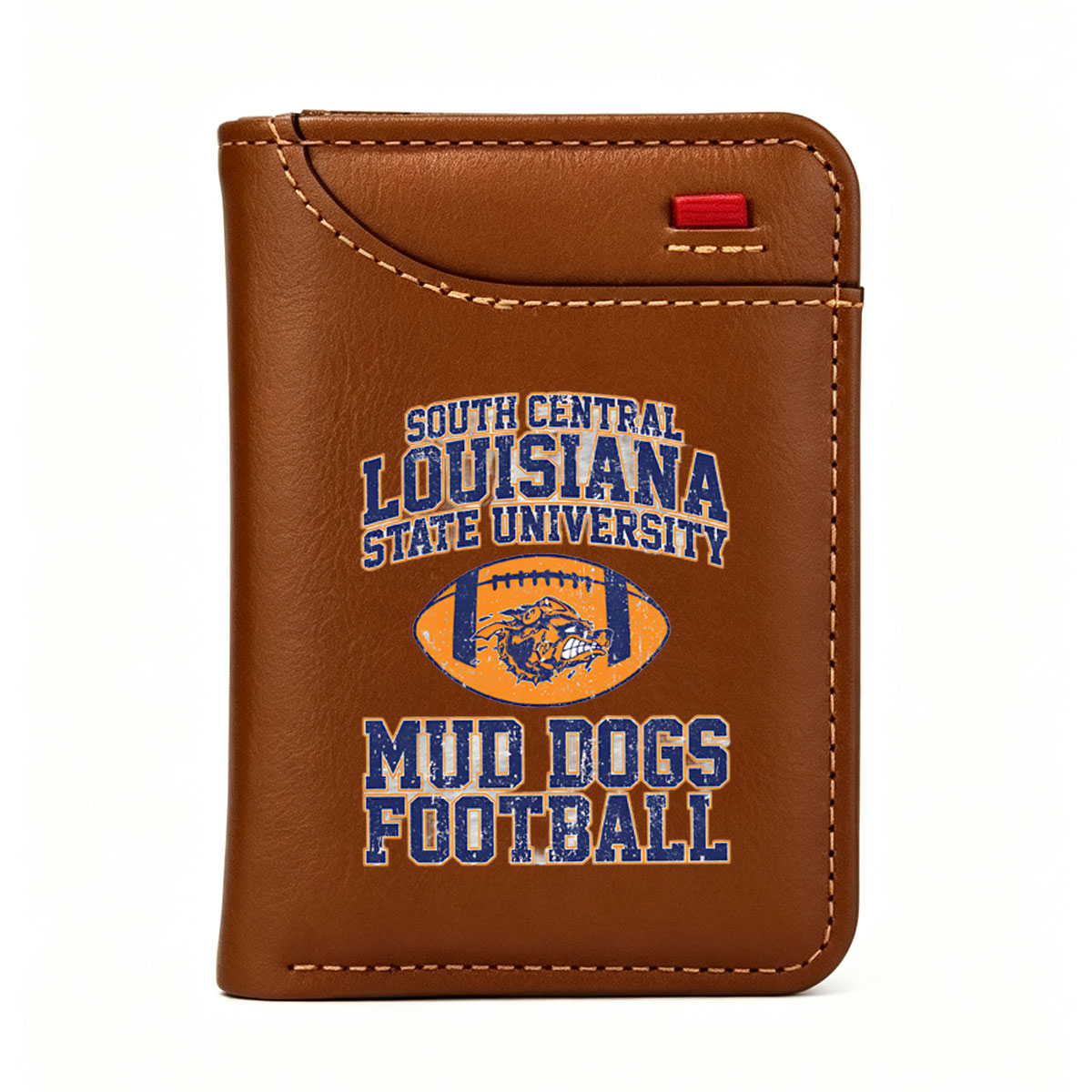 South Central Louisiana State University Mud Dogs Football Team Logo - Vertical Style Wallet