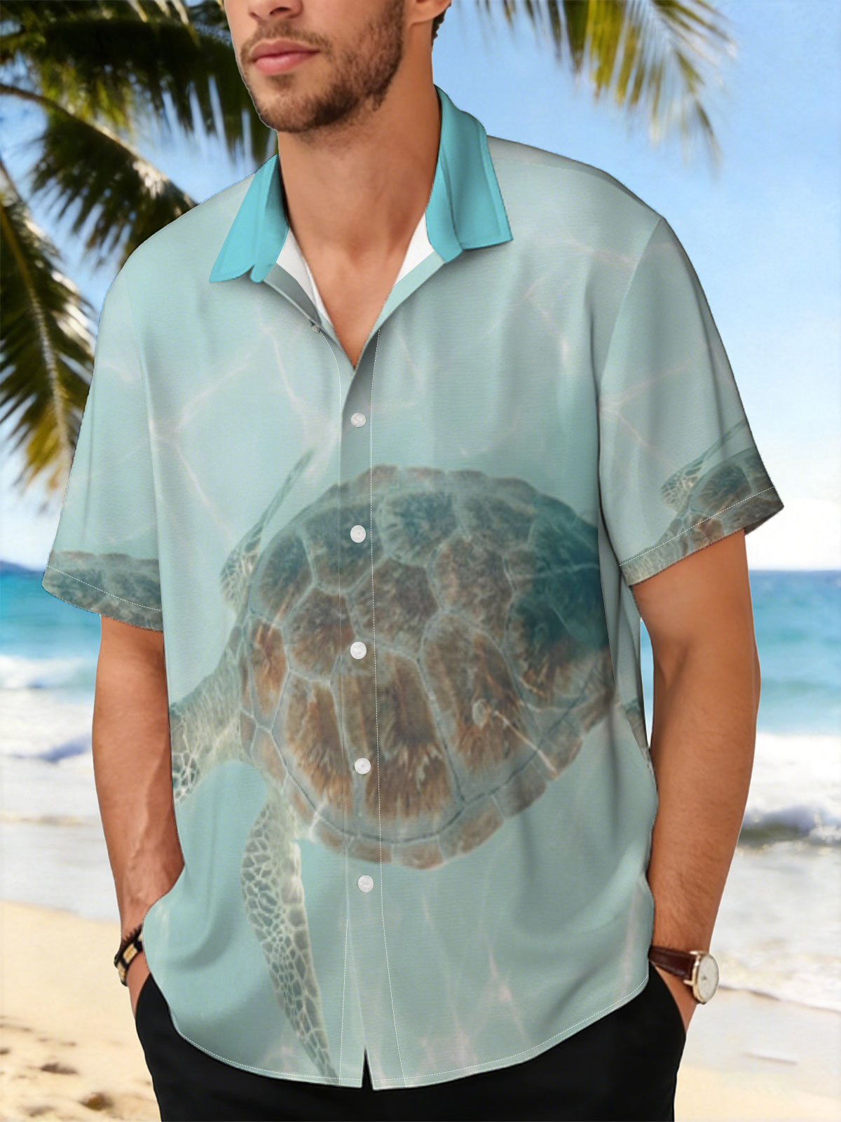 Sea Turtle Swimming in Clear Blue Water -  Shirt