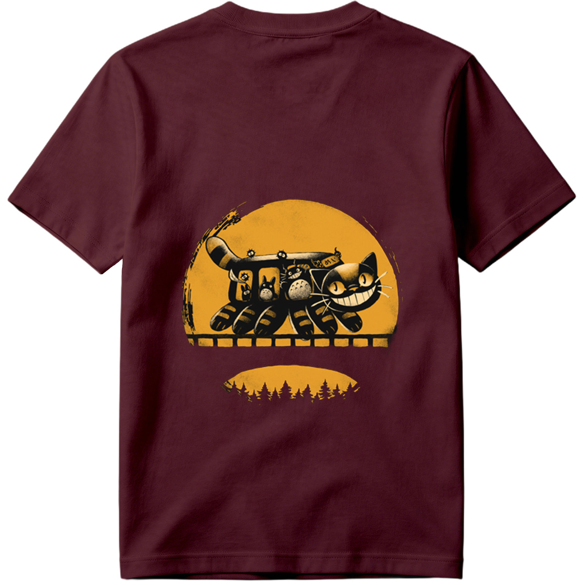 Catbus and Totoro on a Moonlit Journey - Tee